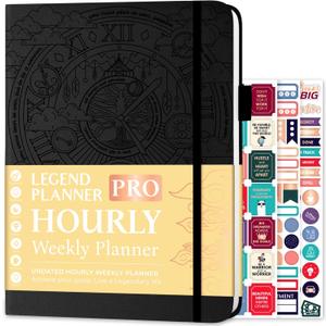 Legend Planner PRO Hourly Schedule - Weekly & Daily Organizer with Time Slots. Appointment Book Journal for Work & Personal, A4 (Black) (A4 (8.5" x 11"))