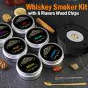 Electric Whiskey Smoker Kit with 6 Wood Chips, Smoker for Old Fashioned Cocktails Built in Electric Lighter, No Butane Needed, Cocktail Smoker Kit Gifts for Cocktail Lovers Friends Birthday