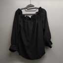 Women's Off Shoulder Top Ruffle Long Sleeve Chiffon Blouse Casual Loose Shirts (X-Large, 01 Black)