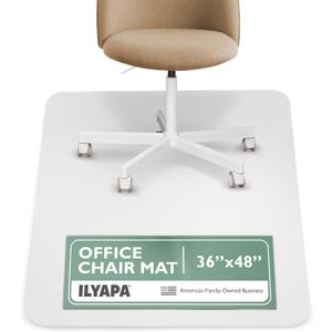 Ilyapa Office Chair Mat for Hard Floors 36" x 48" Heavy Duty Clear, PVC Plastic Chair Mat for Hardwood, Tile, and Carpet Floors, Home or Office Protection