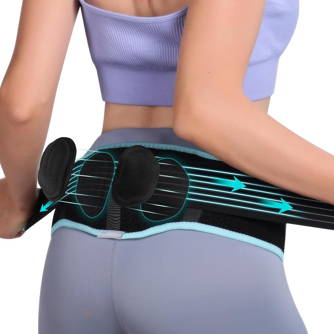 Sacroiliac Hip Belt With Double 3D Pad for Women and MenWith Anti Slip Strips Adjustable Pelvic Support Belt for Sciatica, Pelvis, Lumbar & Nerve Pain Si Joint Dysfunction Trochanter brace(Regular) (Universal (Hip Size 26"- 44"))