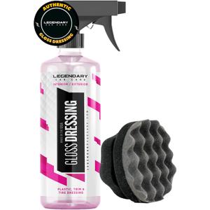 Legendary Gloss Dressing with Applicator 16oz - Tire Shine Spray & Plastic Restorer  Water Based & Non-Greasy Interior/Exterior Detailing Spray - Trim, Rubber, Vinyl & Plastic Restorer for Cars