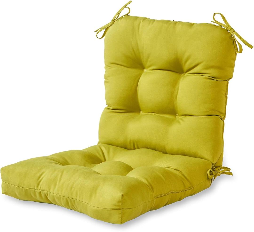 Greendale Home Fashions Outdoor Reversible Tufted Dining Chair Cushion, Lime