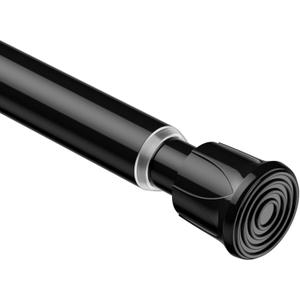 Small Tension Rod 18-28Inch 1Pack Black Tension Curtain Rod Spring Adjustable Curtain Rods No Drill For Window, Bathroom, Kitchen, Closet, Doorway