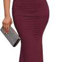 EYNMIN Women's Sleeveless Bodycon Corset Maxi Dress Spaghetti Strap Ruched Elegant Evening Wedding Guest Long Formal Dresses (Red)