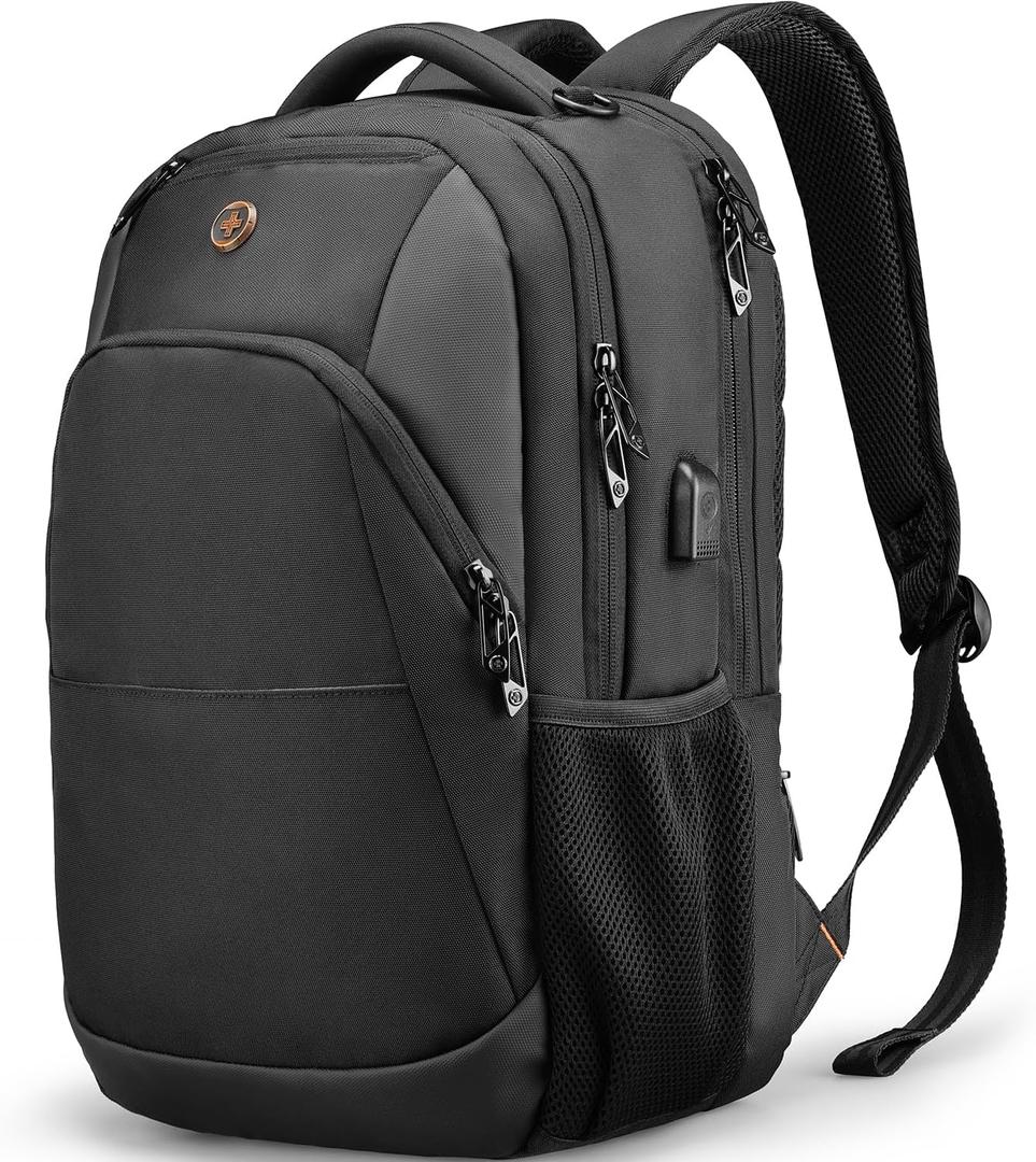 Swissdigital Design Travel Laptop Backpack, College Laptops Backpack with USB Charging Port for Men and Women Fits 16 Inch Notebook, Black | SD1670-01