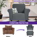 ZNSAYOTX Super Stretch Chair Slipcover (30"-47"), New Striped Sofa Chair Covers for Living Room, Dogs Pet Friendly Anti-Slip Chair Protector Spandex Armchair Slipcovers (Dark Grey, Chair)