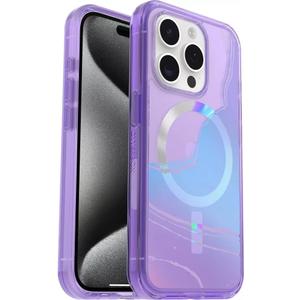 OtterBox iPhone 15 Pro (ONLY) - Symmetry Series+ Case - Clear/Purple, Snaps to MagSafe, Ultra-Sleek, Raised Edges Protect Camera & Screen - Non-Retail Packaging