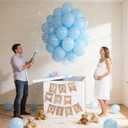 28in Jumbo Gender Reveal Box with 40 Blue Balloons Boy or Girl Banner Pull Bows Ribbons Gender Reveal Ideas Decoration for Welcome Baby Shower He or She Open to See Birthday Party Supplies (Boy)