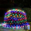 WBao Solar Christmas Lights Outdoor 200LED 8.4ft x 5.2ft Christmas Net Lights with Remote, 8 Lighting Modes, Timer, Waterproof for Lawn, Bushes, Shrubs, Trees Outdoor Christmas Decorations, Multicolor