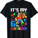 It's My 6th Birthday Building Brick 6 Years Old Boys Kids T-Shirt, S