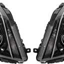 Pair Projector Headlight w/Bulbs LED Tube Bar Compatible with 2008-2015 Cadillac CTS Front Lamp Clear Lens Black Housing White Light Bar Not Compatible on Models w/Factory HID Headlights