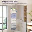 SWTYMIKI Over the Door Towel Rack - 9 Tier Towel Racks for Bathroom Wall Mounted, Towel Holder with Shelf, Hanging Rolled Towel Storage Organizer for Small Bathroom, Camper, RV, White