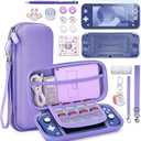innoAura Switch Lite Case 18-in-1 Accessories Bundle for NS Switch Lite (2019), with Protective Carrying Case, Game Holder, Screen Protector & Cute Thumb Grips, Purple