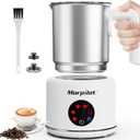Large Electric Milk Frother and Steamer, 16.9oz/500ml Milk Steamer and Frother for Latte or Hot Chocolate, Dishwasher Safe, 6 Functions, Enjoy Perfect Milk Froth in 2 Min(White-Stainless Steel)