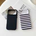 Skyseaco for iPhone 17 Pro Case Cute Aesthetic Horizontal Striped Phone Case for Women Girl Shockproof Slim TPU and Hard PC Protective Cover 6.3 inch 2025 - Orange and Pink