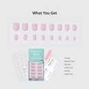BTArtbox Press On Nails Square - Solid Pink Short Press On Nails with Glue for Women, Opaque Soft Gel Glue On Nails in 16 Sizes - 32 Stick On Nails Kit, Yoga
