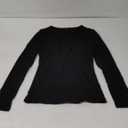 Roselux Womens Long Sleeve Stretch Crewneck Ribbed T-Shirt Fitted Casual Basic Tops (Medium, Black)