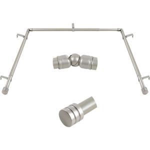 Bay Window Curtain Rods, HOTOZON 1 Inch Heavy Duty Curtain Rods for Bay Windows 36-72 Inch(Center Rod), 20-36 Inch Side Rods for Windows, Antique Silver, Decorative Drapery Rods with End Cap Finials