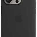 Apple iPhone 15 Pro Max Silicone Case with MagSafe: Lightweight Phone Case, Wireless Charging Compatible, Smooth Matte Finish; Black