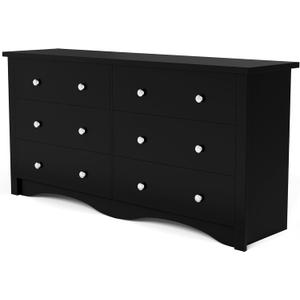 Furniwell 6 Drawer Dresser for Bedroom, Wood Dresser Wide Storage Organizer for Living Room Hallway Closets (Dark Black)