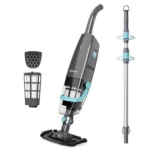 Cordless Handheld Pool Vacuum for Above & Inground Pools, with 20 Gal/ Min Suction, 60 Min Runtime, Dual-Phase Cleaning System, 65in Telescopic Pole, for Spas & Hot Tubs, Jet Black(New Version)