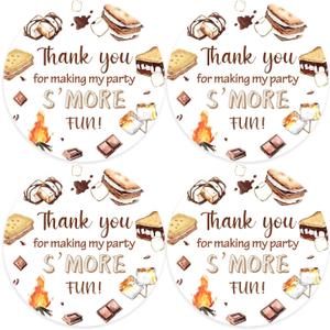 Serencatcher S'More Theme Thank You Stickers - 10 Sheets with 8 Thank You for Making My Party Smore Fun Labels for SMore Themed Birthday, Baby Shower & Party Favors