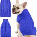 Dog Sweaters for  Dogs Cats, Soft Warm Turtleneck Pullover Solid Cable Knit Fleece Stretch Pet Clothes,Classic Fuzzy Coat for Puppy Girl Boys for Fall Winter Cold Weather (Royal Blue, M)