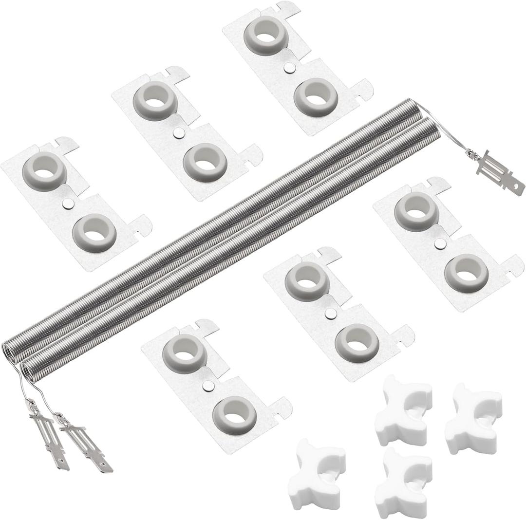 Upgraded Dryer Heating Element Coils Kit WE11X10007 WE11M23 with 6 Ceramics Insulators & 2 Coils - Compatiable with GE Hotpoint Dryer Replaces Part AP2620171 824395 AH265605 EA265605 PS265605