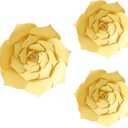 N/C 3pcs Party Paper Flower Wedding Flower Backdrop Decorations DIY Handcrafted Flower for Wedding Backdrop Nursery Wall Decoration (Flower-1, Yellow)