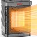 Space Heater for Indoor Use, 1500W PTC Ceramic Heater with Thermostat, Small Space Heater 2S Rapid Heating, 3 Modes, Electric Portable Heater with Safety Protection for Bedroom, Quiet Office (Black-02)