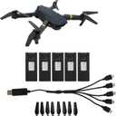 5Pcs Drone Lithium Battery, 3.7V 1800mAh RC Drone Lithium Battery for E88 E88PRO LsE525 E525 PRO, with 5 in 1 Charging Cable