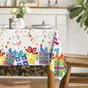 Horaldaily Birthday Tablecloth 60x140 Inch Rectangular, Happy Birthday Ballon White Washable Seasonal Table Cover for Party Picnic Dinner Decor
