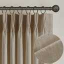 Textured Linen Burlap Curtains 84 Inches Long 2 Panels Neutral Country Tan Greige Flax Ceiling Floor Pinch Pleated Curtains Hooks Track Light Filtering Privacy Drape for Living Room Ofiice Grey Beige, 40"W x 84"L