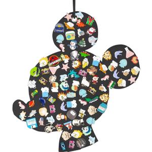 Hanging Brooch Pins Organizer Enamel Pin Display Cute Cartoon Shape Brooch Pin Display Storage Holder for Brooch Pin(Without Accessories ) (black-mouse-hole) (one piece black)