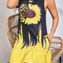 Summer Dresses: Rope Tie Neck Sleeveless Pockets Sundresses - Chic & Casual Dress for Women on Beach Time (S, Black/Yellow)