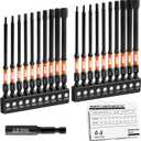 Impact 4" Long Allen Wrench Drill Bit Set Hex Bit Set 20pcs (Metric&SAE), 1/4" Hex-Shank S2 Steel, CNC Machined Tips with Extension Socket and Storage Box