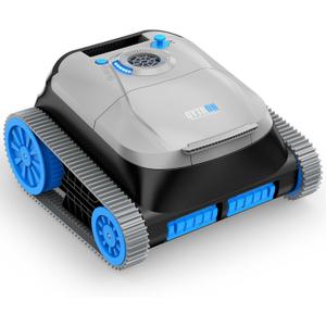 NIXBOT QP5 Robotic Pool Cleaner, Cordless Pool Vacuum for Inground Pools, Dual-Motor Turbine System, Robotic Pool Vacuum for Above Ground Pools with Wall Climing and Navigation Technology (Gray/Blue)