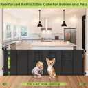 Reinforced 80 Inch Retractable Baby Gate Extra Wide Baby Gate for Wide Openings, Indoor/Outdoor Retractable Dog Gate for Doorway, Mesh Dog Gate Indoor Prevent Babies/Pets from Crawling Under, Black