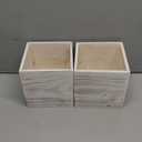 Balsa Circle 2 pcs 5-Inch Natural Whitewashed Wood Rustic Square Planter Boxes Holders Centerpeieces Wedding Decorations Supplies