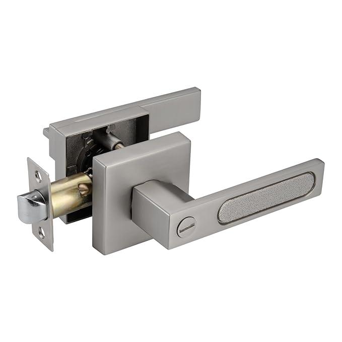 NCSEN Fancy Door Handles for Privacy Bathroom and Bedroom, Keyless Door Lock with Handle, Matte Satin Nickel Door Knobs Interior, Heavy Duty Ellipse Slot Door Levers, 6Packs