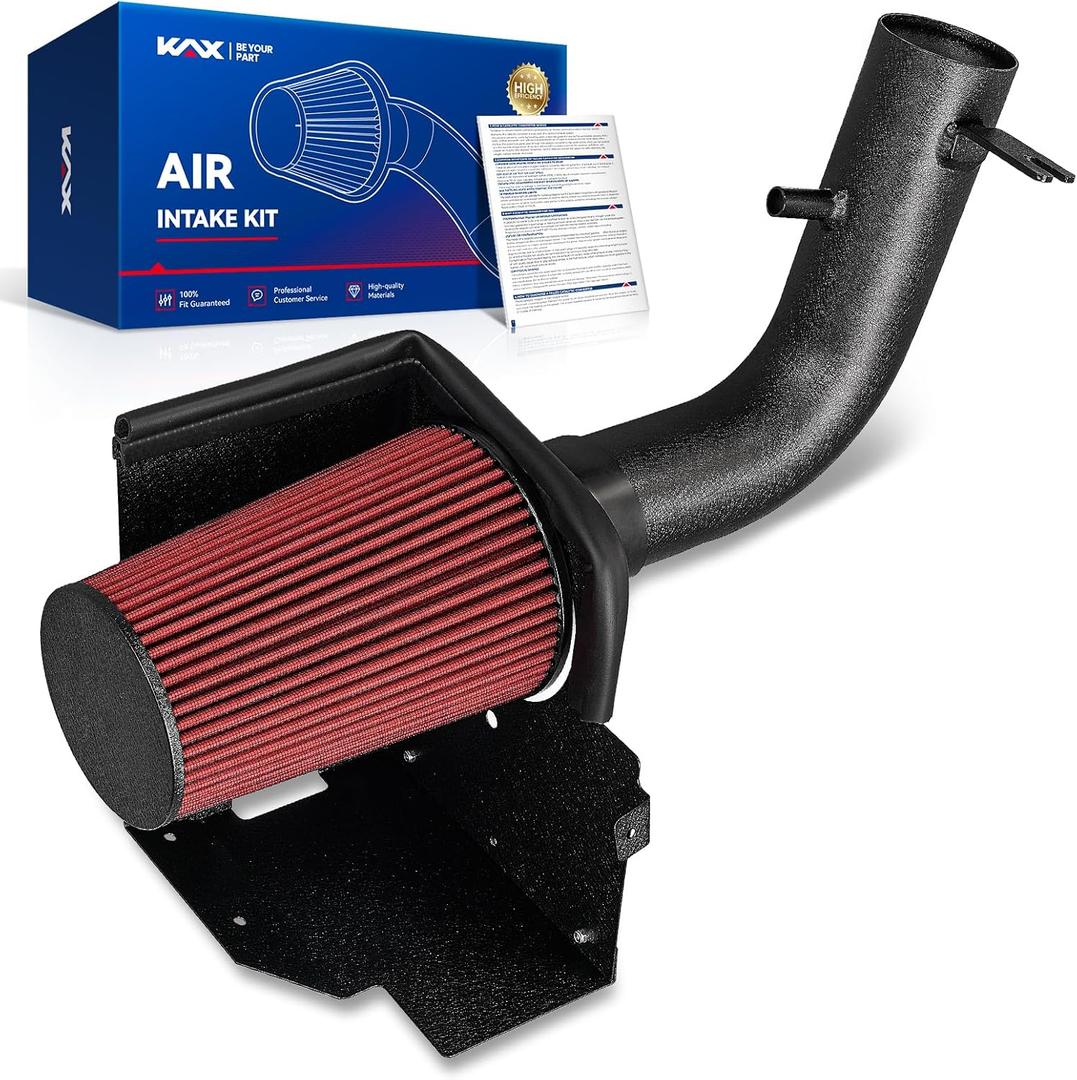 KAX 10554 3" Cold Air Intake Kit with Heat Shield Fit for Jeep Wrangler 3.8L 2007 2008 2009 2010 2011, Shield for Optimized Airflow, Red, 77-1553KP