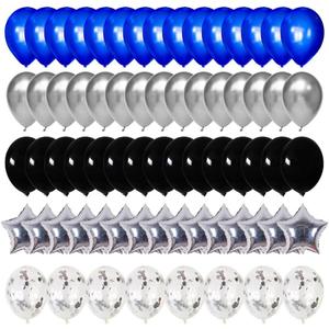 Blue and Black Silver Confetti Balloons,12inch Dark Royal Blue Black Sliver Party Latex Balloons for Boys Video Gaming theme party,Birthday,Wedding,Thanksgiving,Christmas Day,Columbus,Veterans.