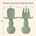 2 Pack Baby Plates with Suction, 2 Pack Silicone Forks and Spoons Set, Baby Led Weaning Supplies, BPA Free, Toddler Utensils for Feeding Essentials (Blue)