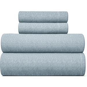 Queen Size 4 Piece Sheet Set - Comfy Breathable & Cooling Bed Sheets Set - Hotel Luxury Bedding for Women, Men, Kids, Teens, Boys & Girls - Deep Pockets, Soft & Wrinkle Free - Blue (Heathered Sheets)