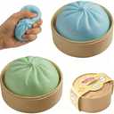 2PCS Squishy Dumpling Mystery Dumpling Squishy, Dumplings Toy for Stress Relief, Dumpling Stress Ball Large Squeeze Dough Ball Stress Relief Toy for Adults (Blue & Green)