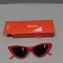 Livh Retro Vintage Narrow Cat Eye Sunglasses for Women Clout Goggles Plastic Frame (Red Frame + Grey Lens)