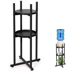 Retyion Water Dispenser Stand 5 Gallon Water Jug Stand Sturdy Water Stand(32.8" Hight-11.2" Wide) Water Jug Stand with 2 Round Shelfs for 1-5 Gallon Water Bottles/Crocks, Water Jug and Plant Stand