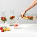 Glass Carafe Pitchers, by Kook, Large Carafe - set of 3, Beverage Dispensers, Clear Jugs For Mimosas, Water, Wine, Milk and Juice, with Plastic Lids, 50 oz Dishwasher Safe