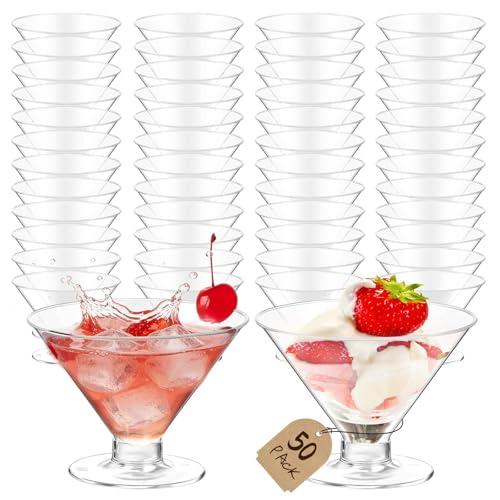 S8686S 50 PCS Disposable Martini Glasses for Parties 5oz,Plastic Martini Glasses Disposable,Martini Plastic Cups for Wedding Party Bowl Wine Ice Cream Fruit
